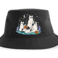 Black Cats In Ghost Costume Cute Halloween Sustainable Bucket Hat