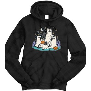 Black Cats In Ghost Costume Cute Halloween Tie Dye Hoodie