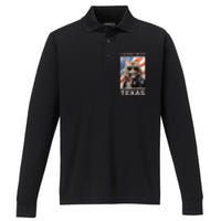 Border Crisis I Stand With Texas Performance Long Sleeve Polo