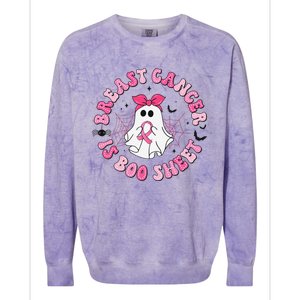 Breast Cancer Is Boo Sheet Pin.K Ghost Witch Halloween Women Colorblast Crewneck Sweatshirt