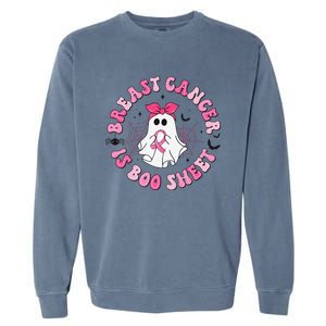 Breast Cancer Is Boo Sheet Pin.K Ghost Witch Halloween Women Garment-Dyed Sweatshirt