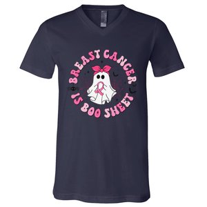 Breast Cancer Is Boo Sheet Pin.K Ghost Witch Halloween Women V-Neck T-Shirt