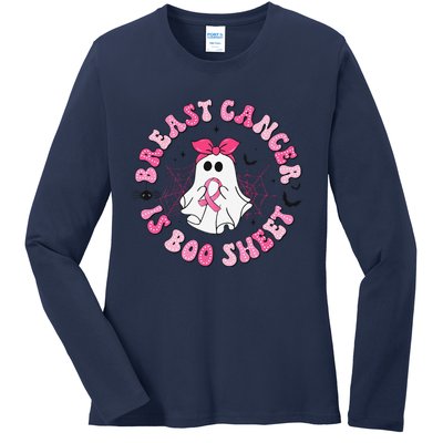 Breast Cancer Is Boo Sheet Pin.K Ghost Witch Halloween Women Ladies Long Sleeve Shirt