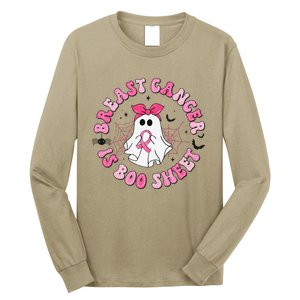 Breast Cancer Is Boo Sheet Pin.K Ghost Witch Halloween Women Long Sleeve Shirt