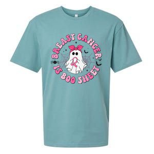 Breast Cancer Is Boo Sheet Pin.K Ghost Witch Halloween Women Sueded Cloud Jersey T-Shirt