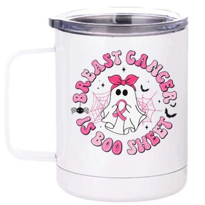 Breast Cancer Is Boo Sheet Pin.K Ghost Witch Halloween Women 12 oz Stainless Steel Tumbler Cup