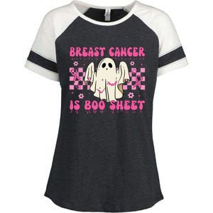 Breast Cancer Is Boo Sheet Halloween Breast Cancer Awareness Enza Ladies Jersey Colorblock Tee