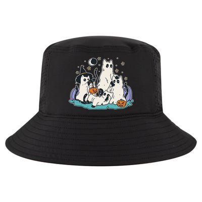 Black Cats In Ghost Costume Cute Women And Men Halloween Cool Comfort Performance Bucket Hat