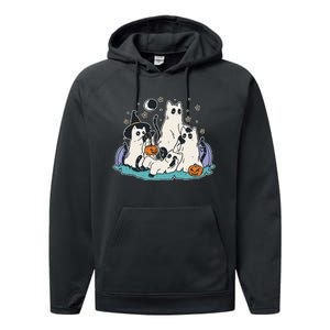 Black Cats In Ghost Costume Cute Women And Men Halloween Performance Fleece Hoodie