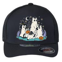 Black Cats In Ghost Costume Cute Women And Men Halloween Flexfit Unipanel Trucker Cap