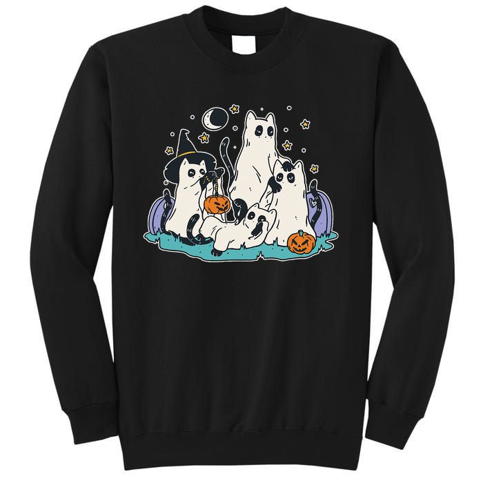 Black Cats In Ghost Costume Cute Women And Men Halloween Sweatshirt