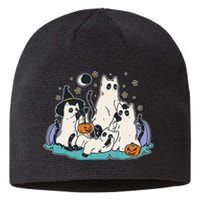 Black Cats In Ghost Costume Cute Women And Men Halloween Sustainable Beanie