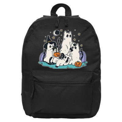 Black Cats In Ghost Costume Cute Women And Men Halloween 16 in Basic Backpack
