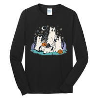 Black Cats In Ghost Costume Cute Women And Men Halloween Tall Long Sleeve T-Shirt