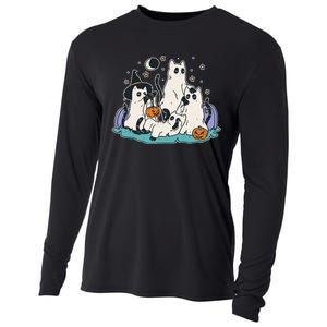 Black Cats In Ghost Costume Cute Women And Men Halloween Cooling Performance Long Sleeve Crew