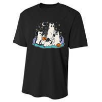 Black Cats In Ghost Costume Cute Women And Men Halloween Performance Sprint T-Shirt