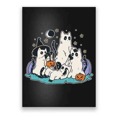 Black Cats In Ghost Costume Cute Women And Men Halloween Poster
