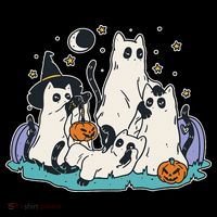 Black Cats In Ghost Costume Cute Women And Men Halloween Premium T-Shirt