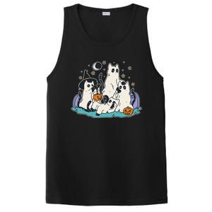 Black Cats In Ghost Costume Cute Women And Men Halloween PosiCharge Competitor Tank