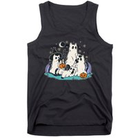 Black Cats In Ghost Costume Cute Women And Men Halloween Tank Top