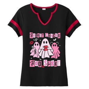 Breast Cancer Is Boo Sheet Pin.K Ghost Witch Halloween Women Ladies Halftime Notch Neck Tee