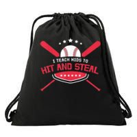 Baseball Coach I Teach Ki Ds To Hit And Stea Drawstring Bag