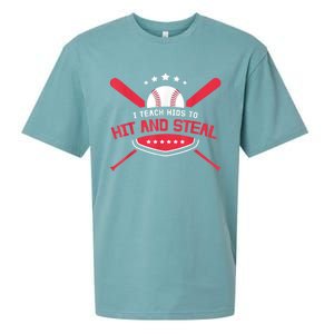 Baseball Coach I Teach Ki Ds To Hit And Stea Sueded Cloud Jersey T-Shirt