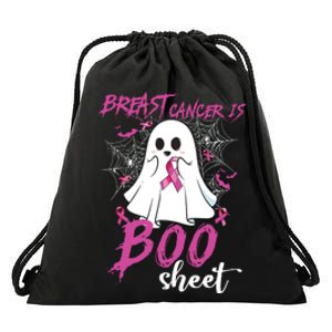 Breast Cancer Is Boo Sheet Halloween Breast Cancer Awareness Drawstring Bag