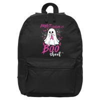 Breast Cancer Is Boo Sheet Halloween Breast Cancer Awareness 16 in Basic Backpack