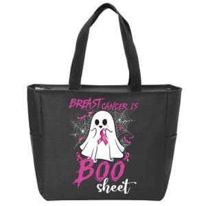 Breast Cancer Is Boo Sheet Halloween Breast Cancer Awareness Zip Tote Bag