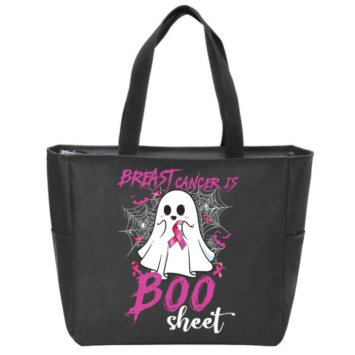 Breast Cancer Is Boo Sheet Halloween Breast Cancer Awareness Zip Tote Bag