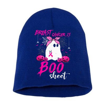 Breast Cancer Is Boo Sheet Breast Cancer Warrior Halloween Short Acrylic Beanie