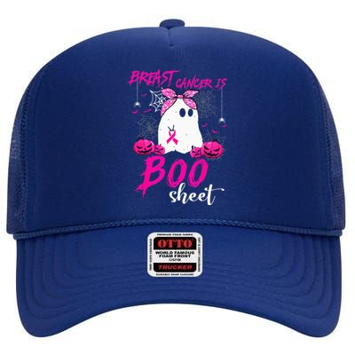 Breast Cancer Is Boo Sheet Breast Cancer Warrior Halloween High Crown Mesh Back Trucker Hat