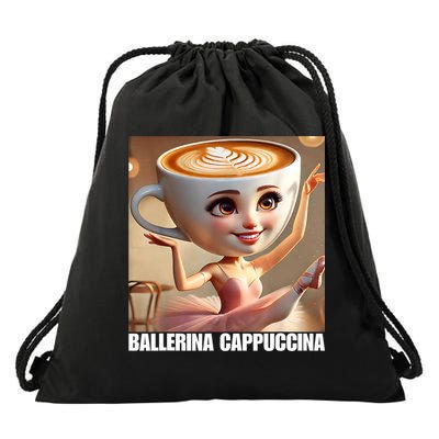 Ballerina Cappuccina - Italian Brainrot Meme  Drawstring Bag