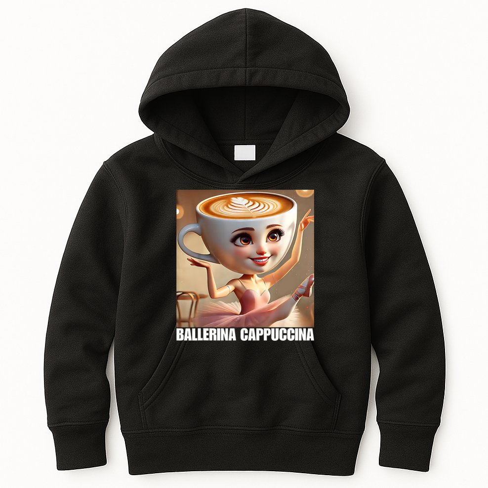 Ballerina Cappuccina - Italian Brainrot Meme  Kids Hoodie