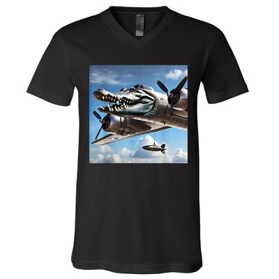 Bombardino Crocodilo - Italian Brainrot Meme  V-Neck T-Shirt
