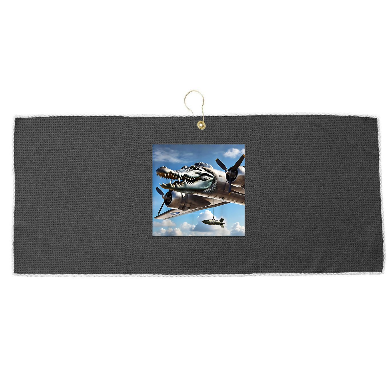 Bombardino Crocodilo - Italian Brainrot Meme  Large Microfiber Waffle Golf Towel
