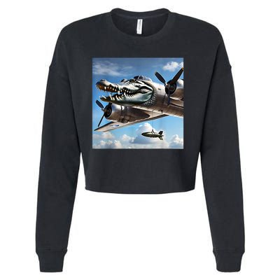 Bombardino Crocodilo - Italian Brainrot Meme  Cropped Pullover Crew