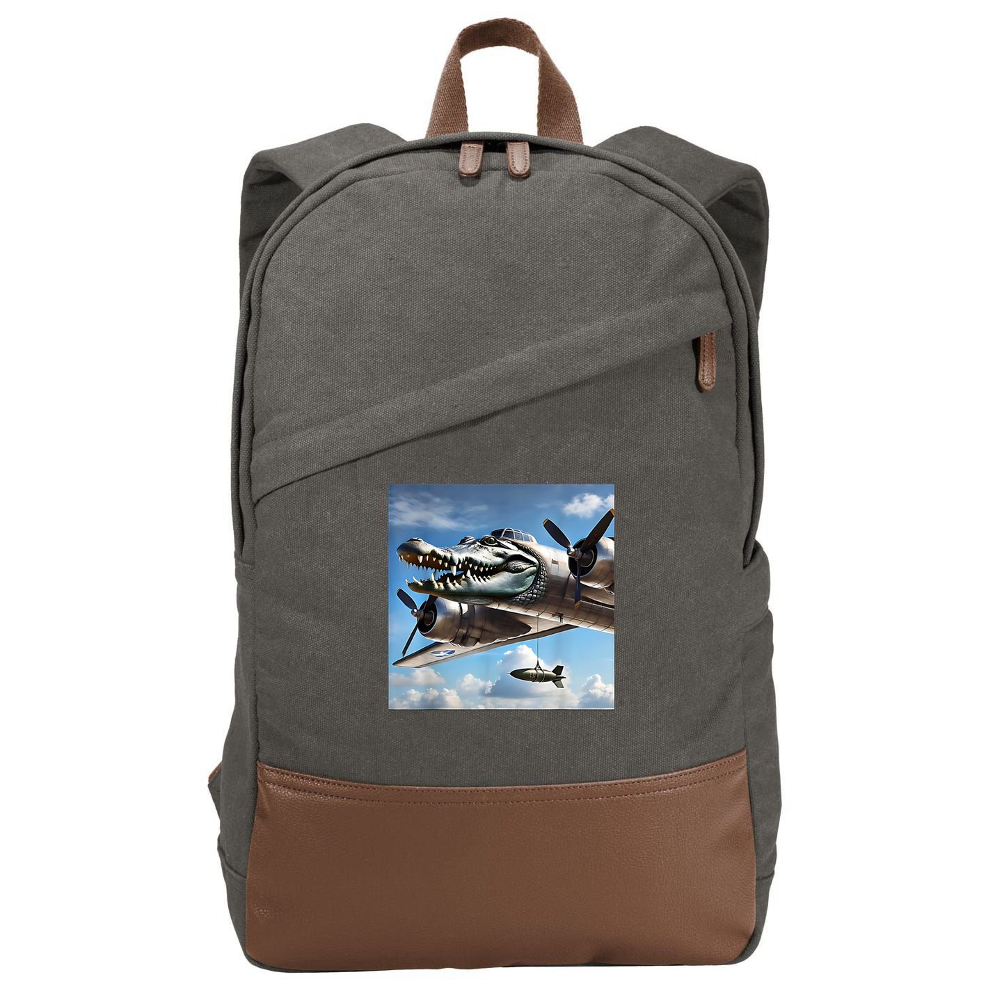Bombardino Crocodilo - Italian Brainrot Meme  Cotton Canvas Backpack