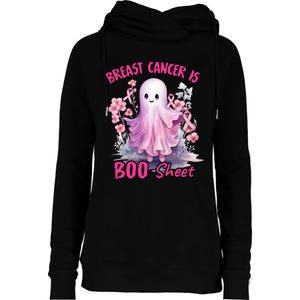 Breast Cancer Is Boo Sheet Halloween Breast Cancer Awareness Womens Funnel Neck Pullover Hood