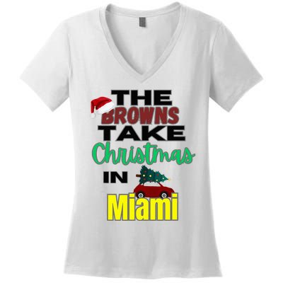 Browns Christmas in Miami  Women's V-Neck T-Shirt