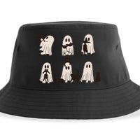 Black Cats In Ghost Costume Cute Ghost Cat Halloween Gift Sustainable Bucket Hat