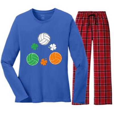 Basketball Clover Irish Flag Costume St Patricks Day Great Gift Women's Long Sleeve Flannel Pajama Set 