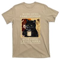 Before Coffee I Hate Everyone After Coffee Black Cat Drink T-Shirt