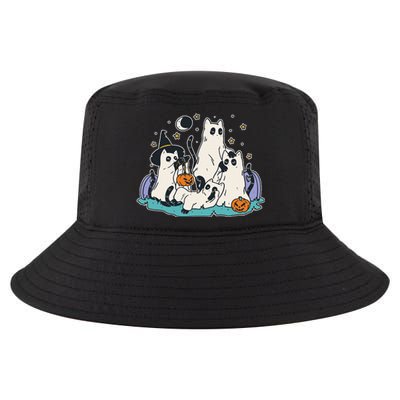 Black Cats In Ghost Costume Cute Halloween Cool Comfort Performance Bucket Hat