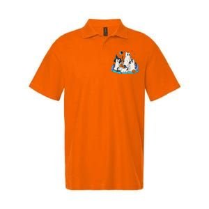 Black Cats In Ghost Costume Cute Halloween Softstyle Adult Sport Polo