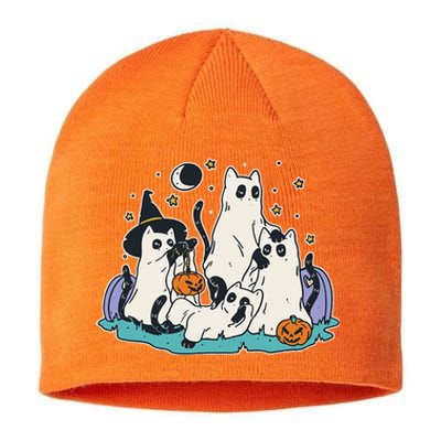 Black Cats In Ghost Costume Cute Halloween Sustainable Beanie