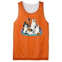 Black Cats In Ghost Costume Cute Halloween Mesh Reversible Basketball Jersey Tank