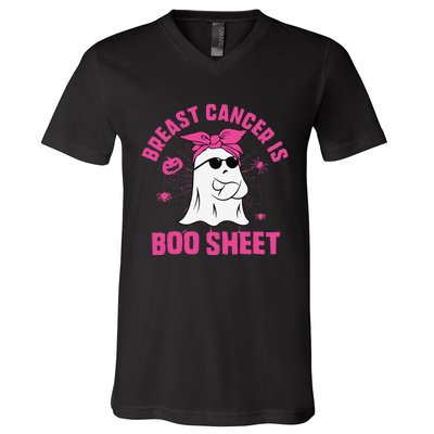 Breast Cancer Is Boo Sheet Ghost Halloween Breast Cancer V-Neck T-Shirt