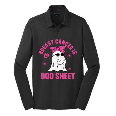 Breast Cancer Is Boo Sheet Ghost Halloween Breast Cancer Silk Touch Performance Long Sleeve Polo